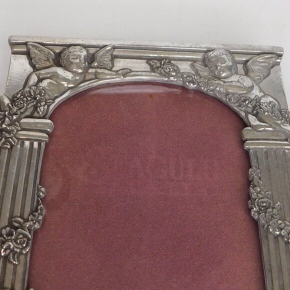 Pewter Cupid Angel Cherubs Photo Frame Vintage Signed Seagull 1990 - Picture 3 of 5